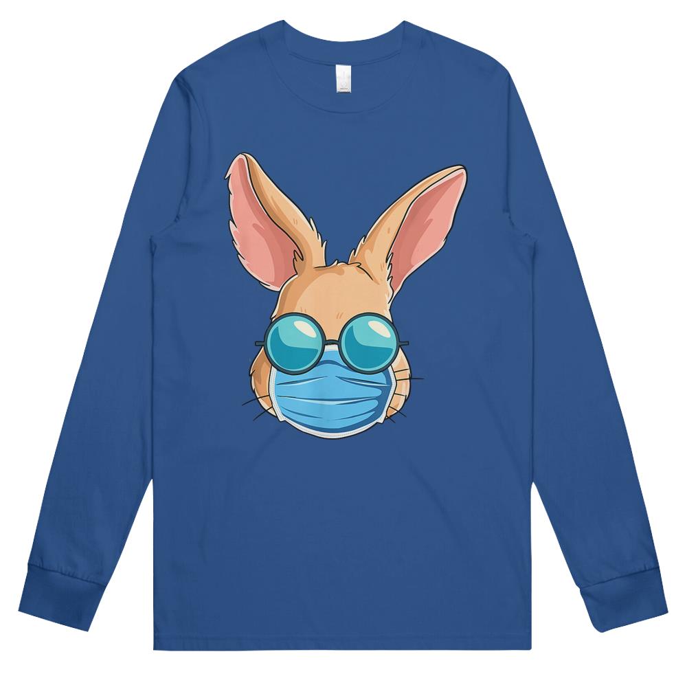 Bunny In A Mask Easter Day 2021 Eggs Hunt Gift Long Sleeve T Shirts