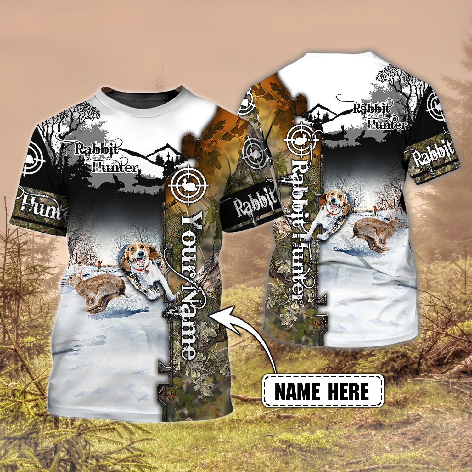 Rabbit Hunting – Personalized Name 3D T Shirt – Hdmt