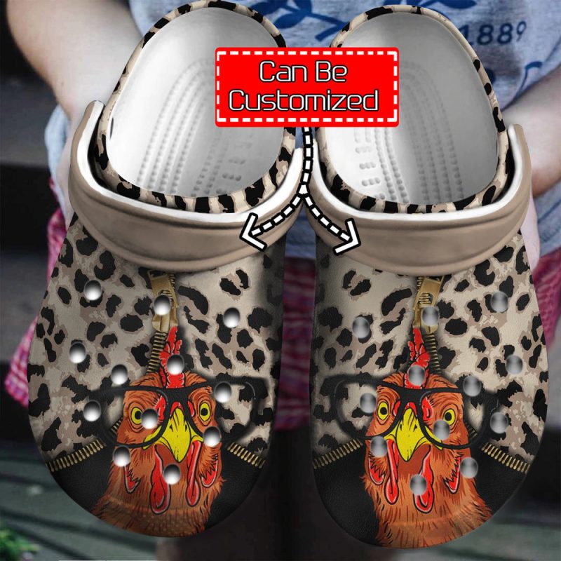 Animal – Personalized Chicken Leopard Pattern Clog Shoes For Men And Women