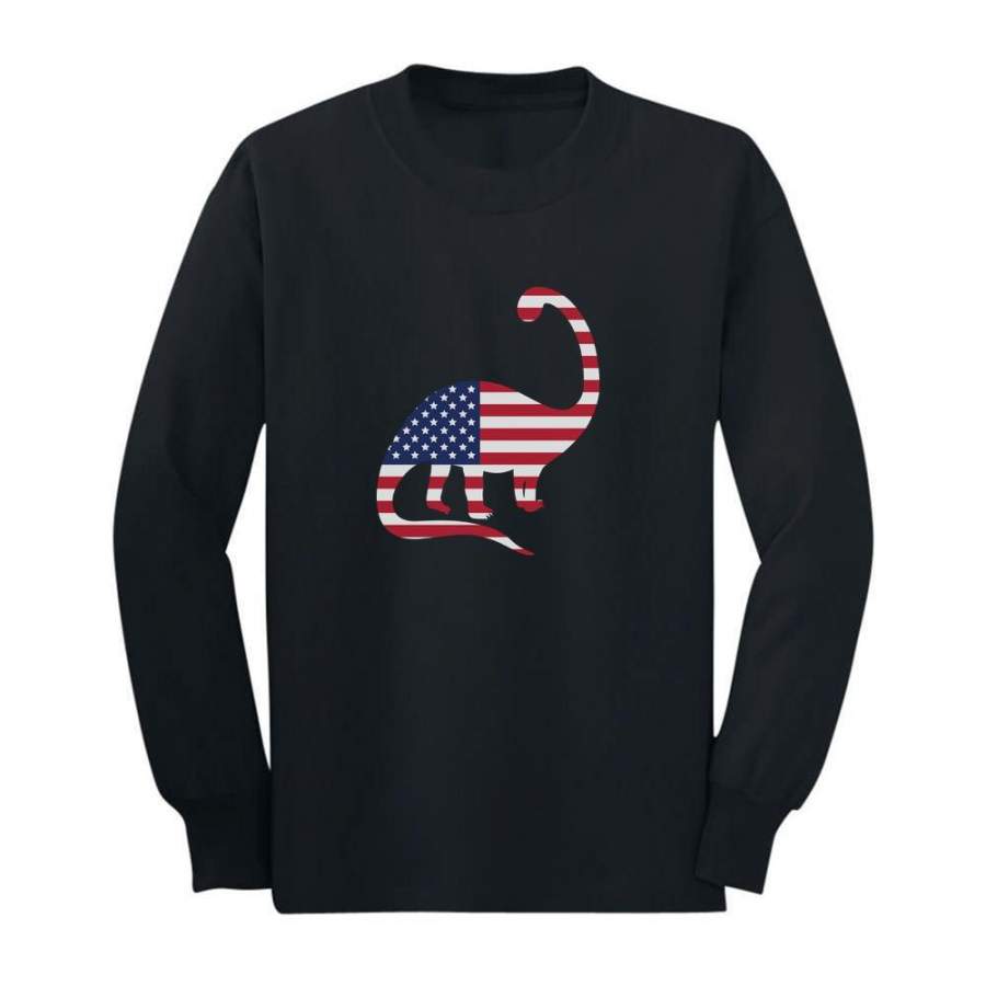 USA Dinosaur American Flag 4th of July Toddler/Kids Long sleeve T-Shirt