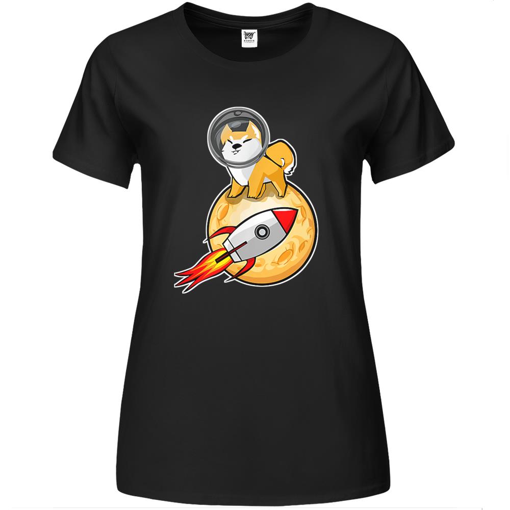 Shiba Inu To The Moon Crypto Meme Design Premium Womens T Shirts