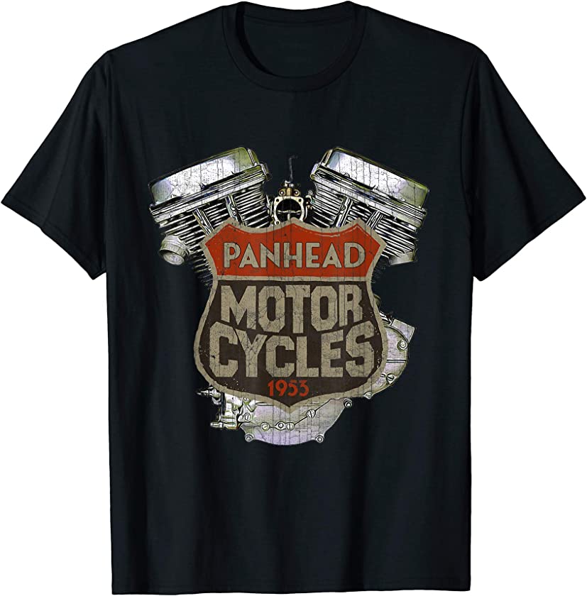 1953 Panhead Motorcycle Vintage Distressed Biker Chopper Rat T-Shirt