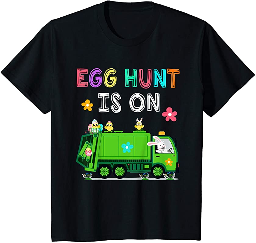 Kids Happy Easter Bunny Garbage Truck Easter Egg Hunt Is On Kids T-Shirt