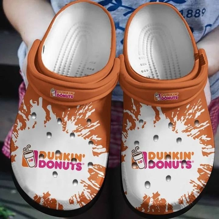 Dunkin Donuts On Orange Pattern Clogs Clogband Clog Comfortable Water Shoes