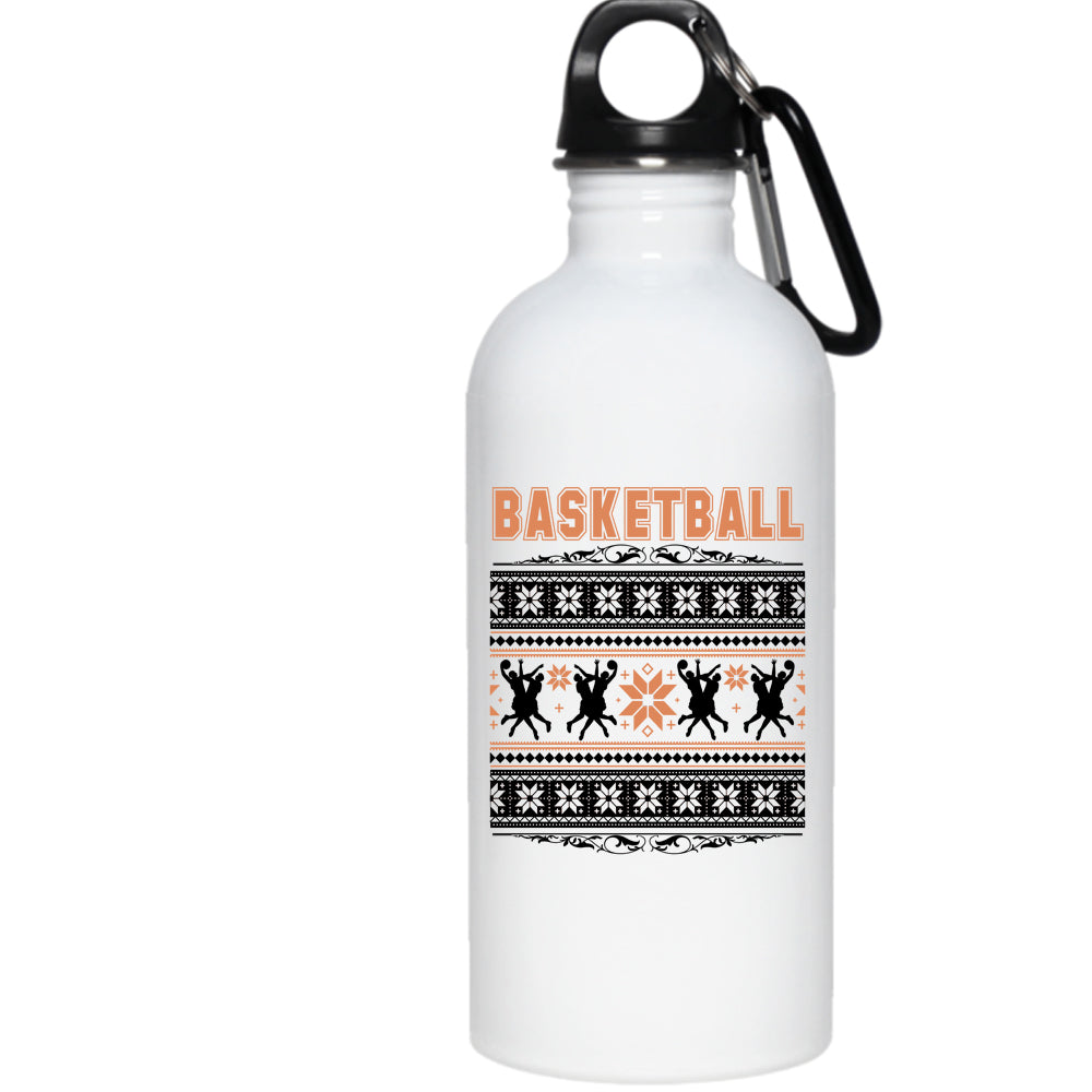 Basketball 20 Oz Stainless Steel Bottle,Ugly Christmas Outdoor Sports Water Bottle