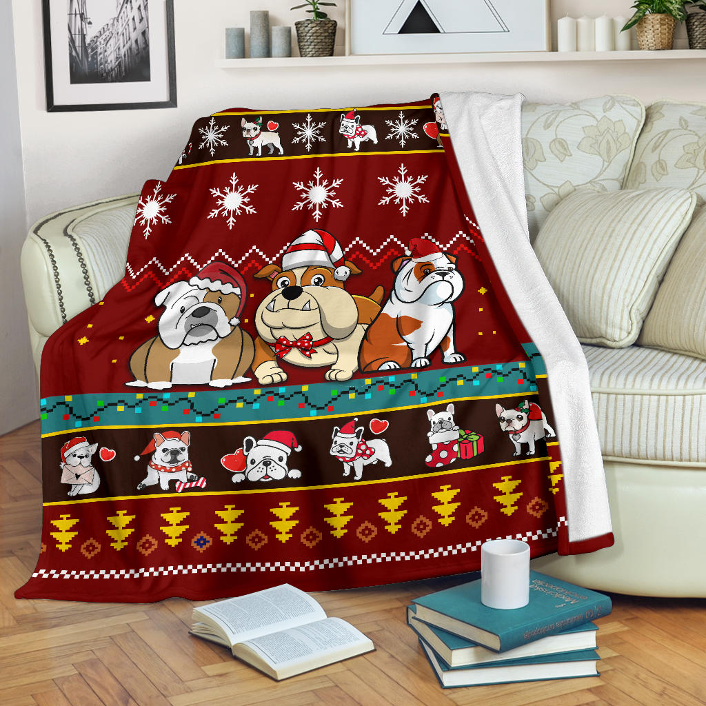 Bulldog Christmas Blanket Amazing Gift Idea