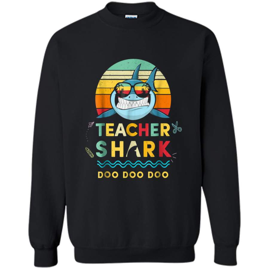 Teacher Shark  Gift For Teacher Printed Crewneck Pullover Sweatshirt