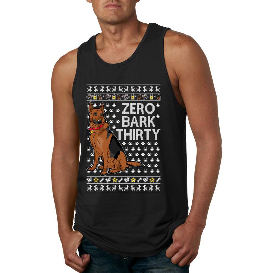 Zero Bark Thirty Funny Dog Xmas Ugly Christmas Mens Graphic Tank Top