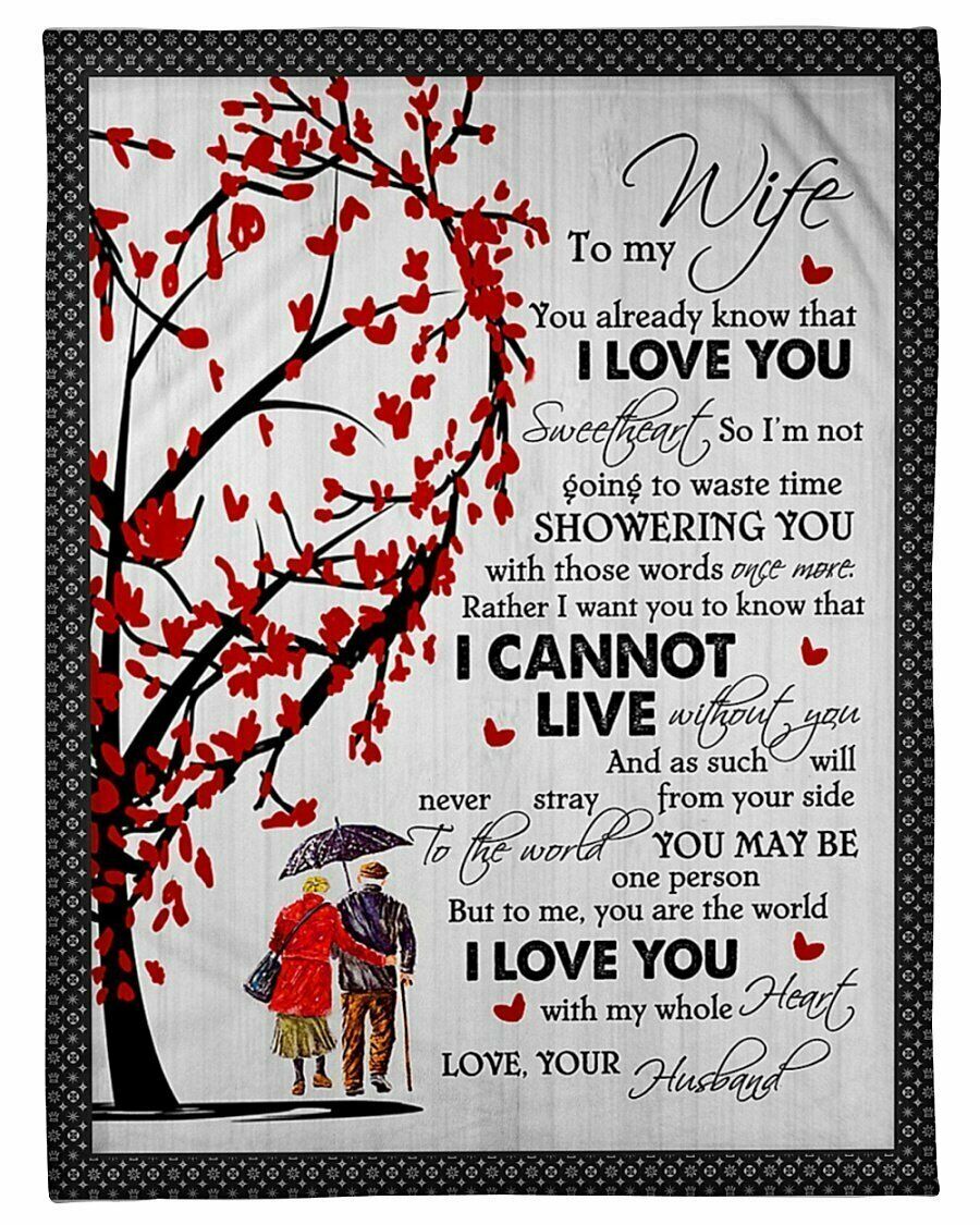 To My Wife You Are The World I Love You, Couple Fleece Blanket Home Decor Bedding Couch Sofa Soft And Comfy Cozy Gift For Valentine’S Day To Wife