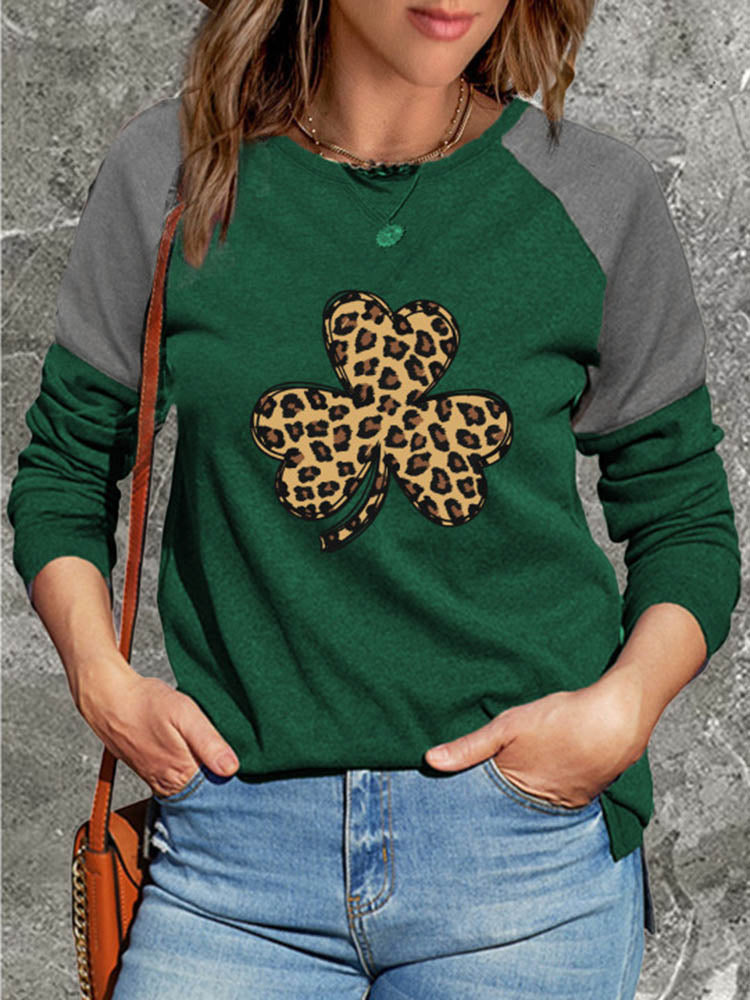 Green Leopard Clover Long Sleeve T-Shirt