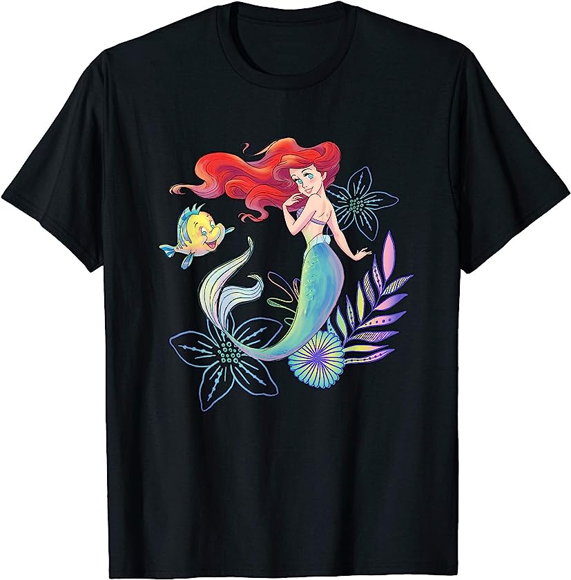 The Little Mermaid Ariel and Flounder Sea T-Shirt