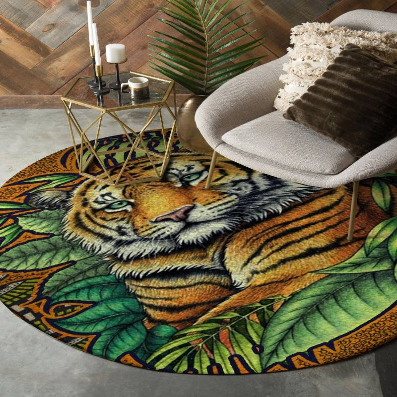 Tiger Animal Round Rug V4 NTD141298193