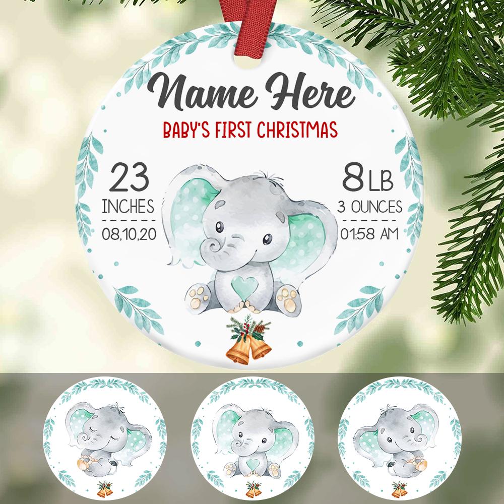 Personalized Elephant Baby First Christmas  Ornament Ob82 73O58