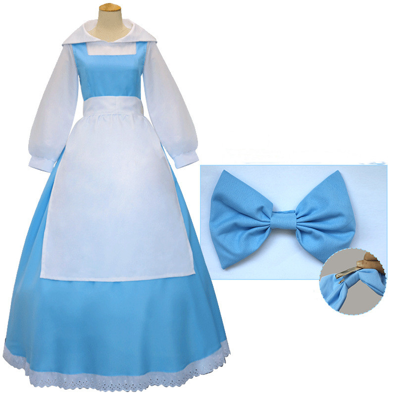 2022 High quality Beauty and Beast Belle Dress Adult Princess Belle Cosplay Costume Fancy Princess Dress Costume Long Dresses alx