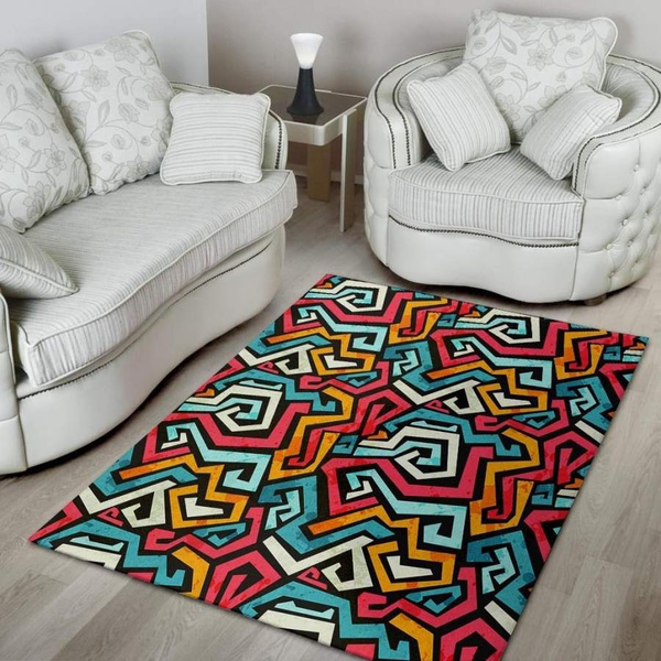 Geometric Graffiti Psychedelic Area Rug