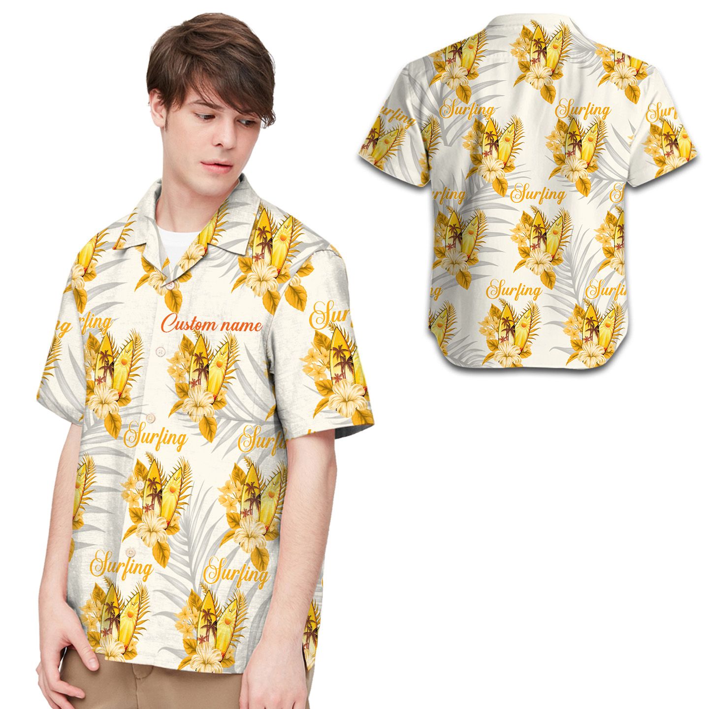 Custom Name Flower Surfboard Men Hawaii Shirt For Surfing Lovers Ha105331