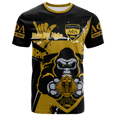 Alpha Phi Alpha T-Shirt – Custom Gorilla Fraternity With Hand Sign And Sphinx Splash Style