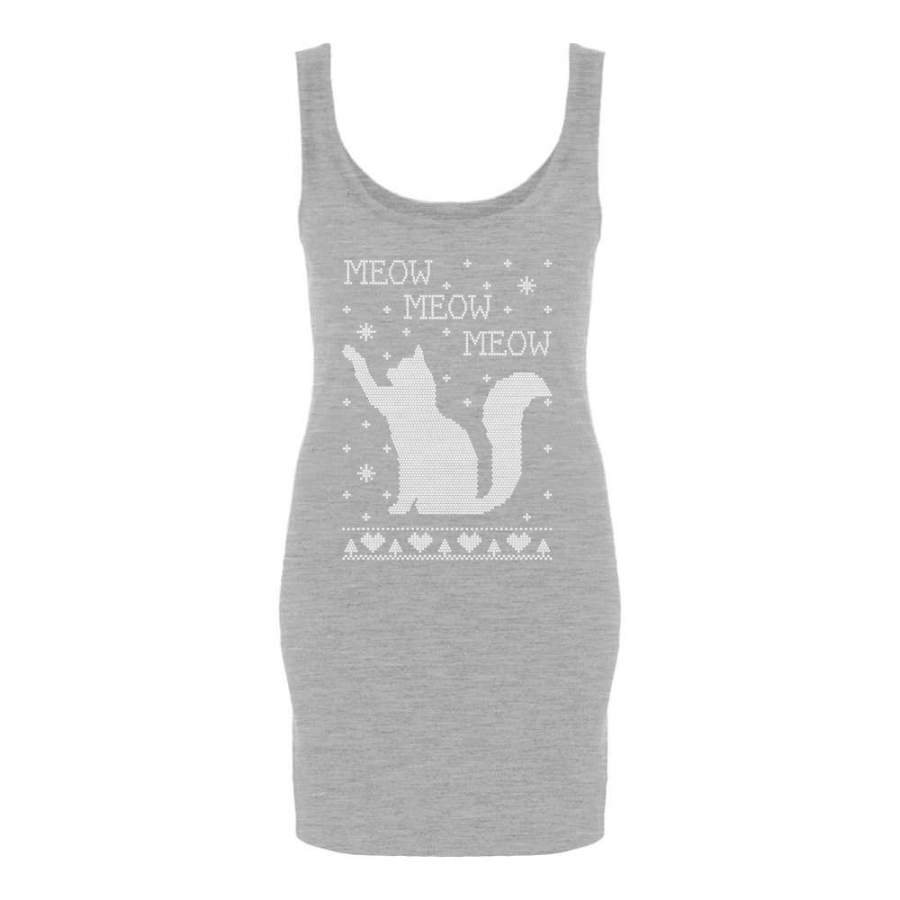 Xmas Apparel – Ugly Christmas Sweater Cat Meow Purr Maternity Tank Top