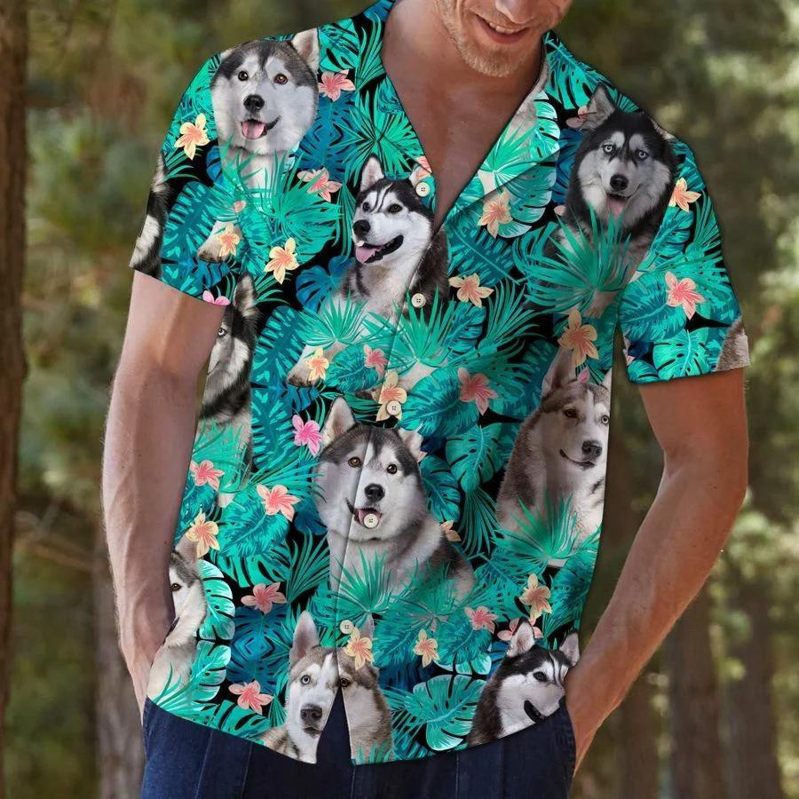 Siberian Husky Tropical Hawaii Shirt Unisex Adult Ha103897