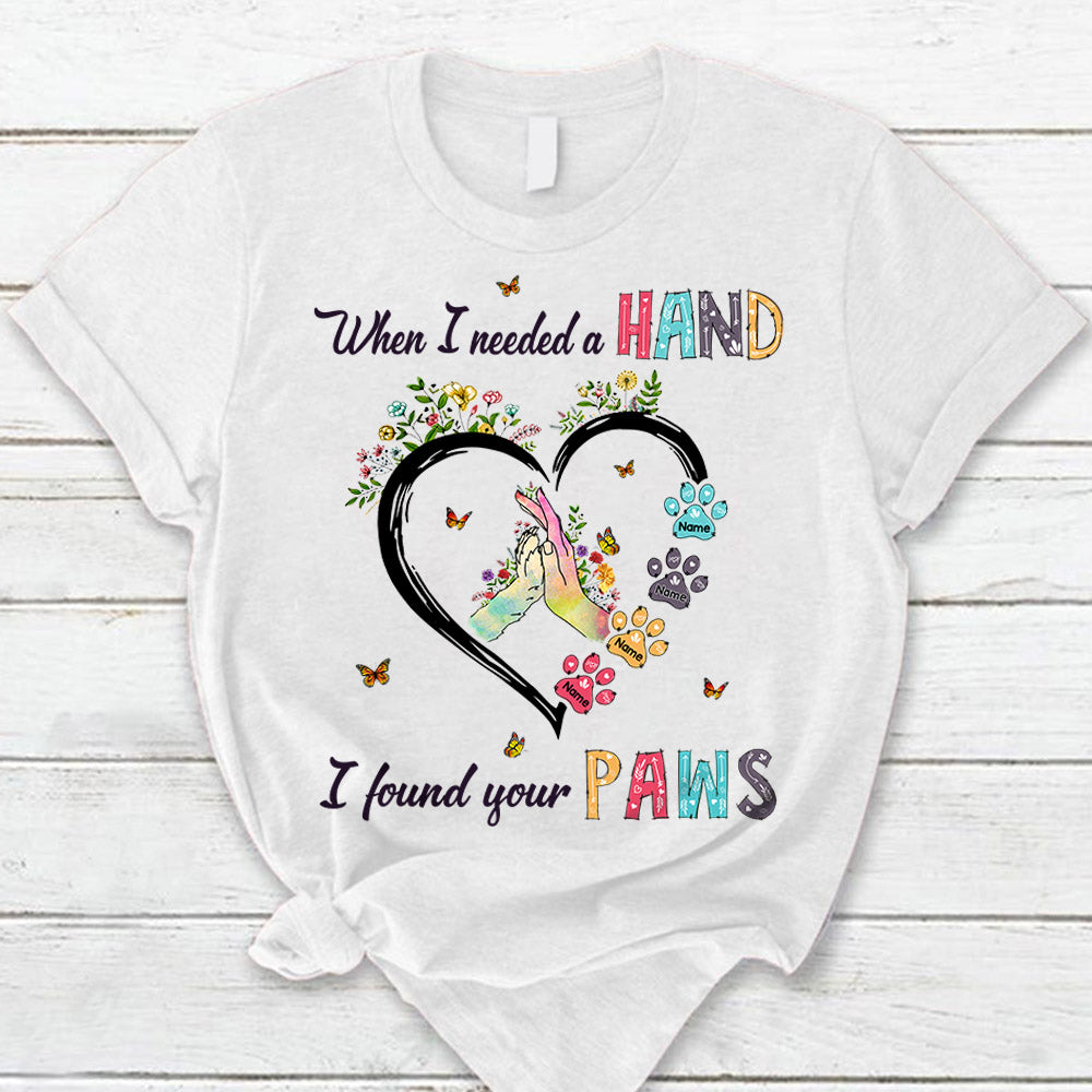 Personalized When I Need A Hand I Found Your Paws Rose And Wildflower Heart Shape T-Shirt For Dog Mom Kl97 Huts