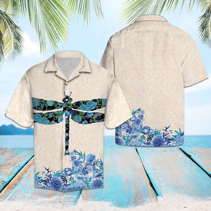 Dragonfly Flower Hawaii Shirt Summer Button Up For Couple Ha22647