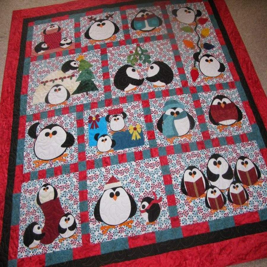 Winter Cute Penguin Christmas Quilt Blanket  Christmas Gift Ideas