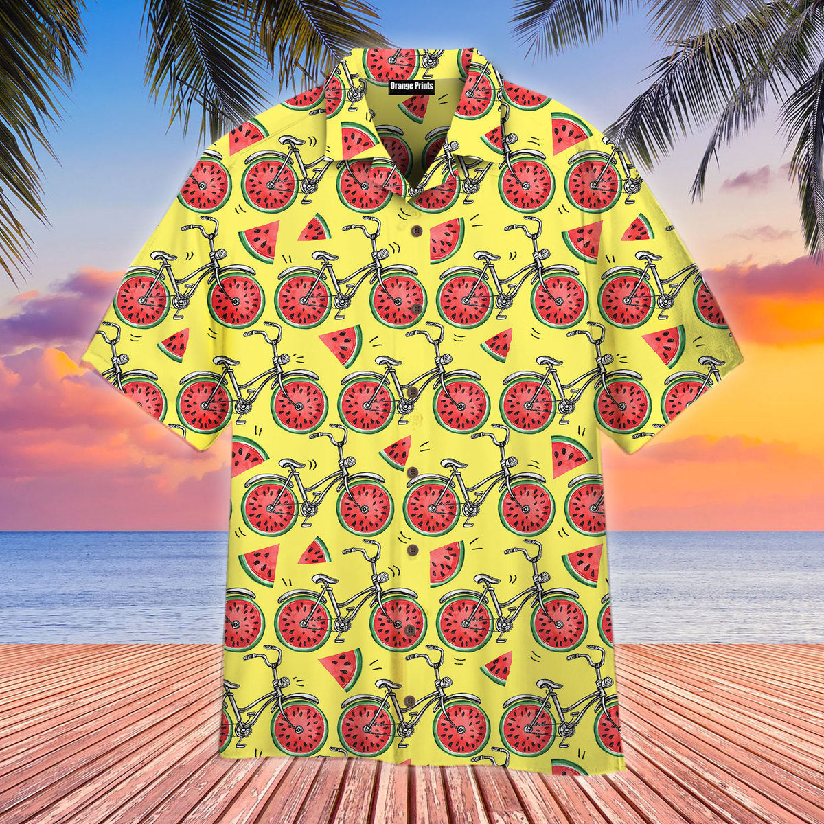 Bicycles With Watermelon Wheels Colorful Summer Aloha Hawaii Shirts For Men Women Ha54519