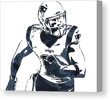 Julian Edelman New England Patriots Pixel Art 50 Joe Hamilton Canvas Print