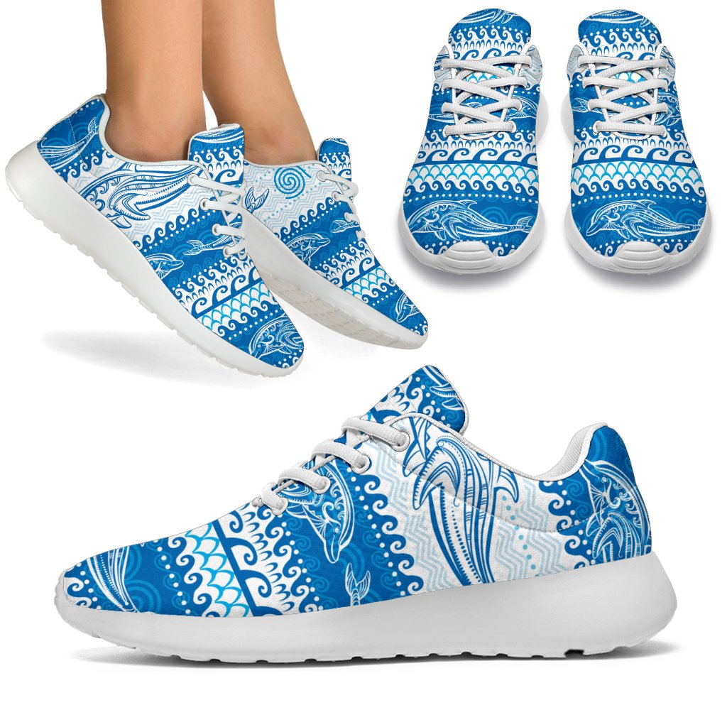 Dolphin Tribal Print Pattern Sport Sneakers White