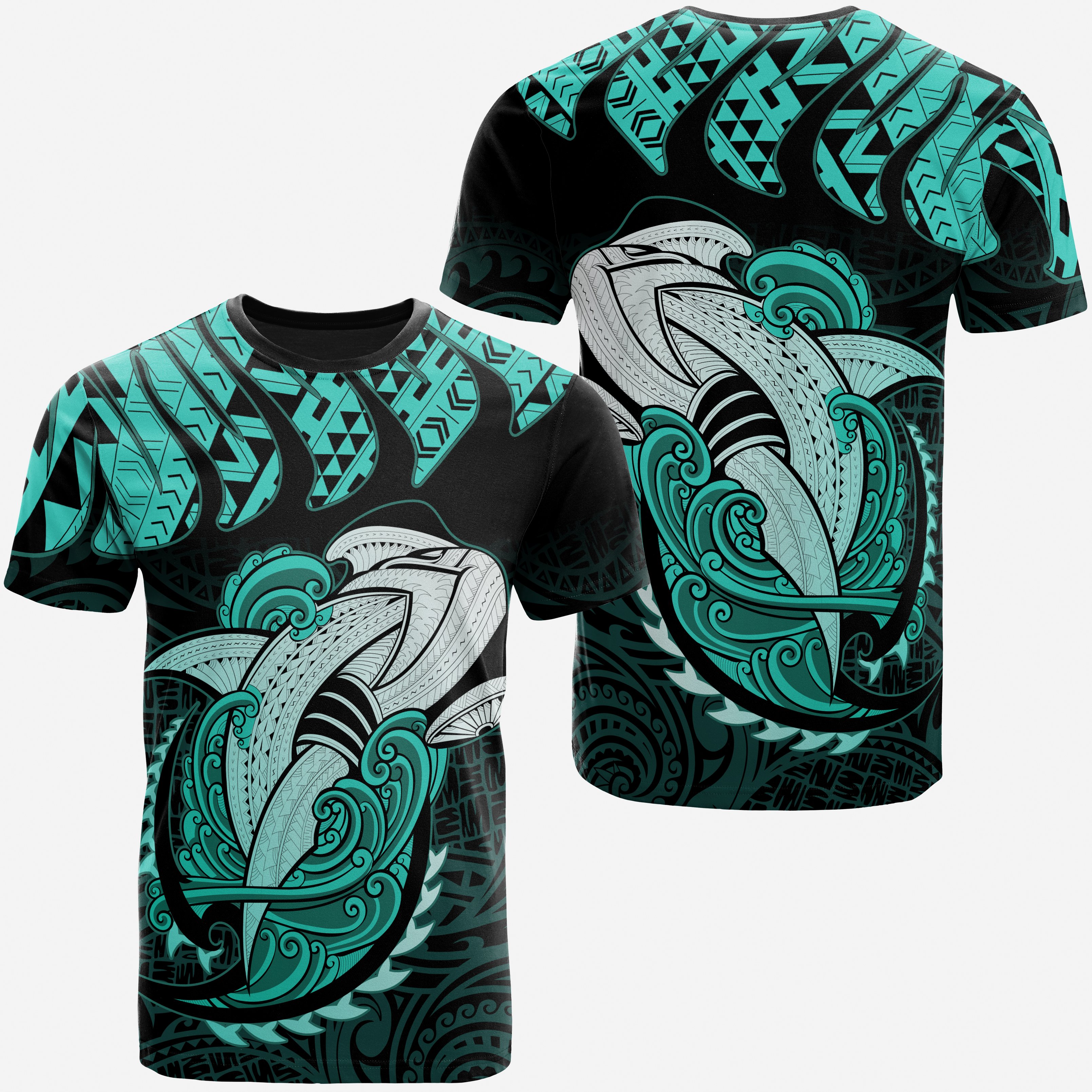 Hawaiian Polynesian Aumakua Hammerhead Shark Cloud Style Turquoise Ah Ha59309