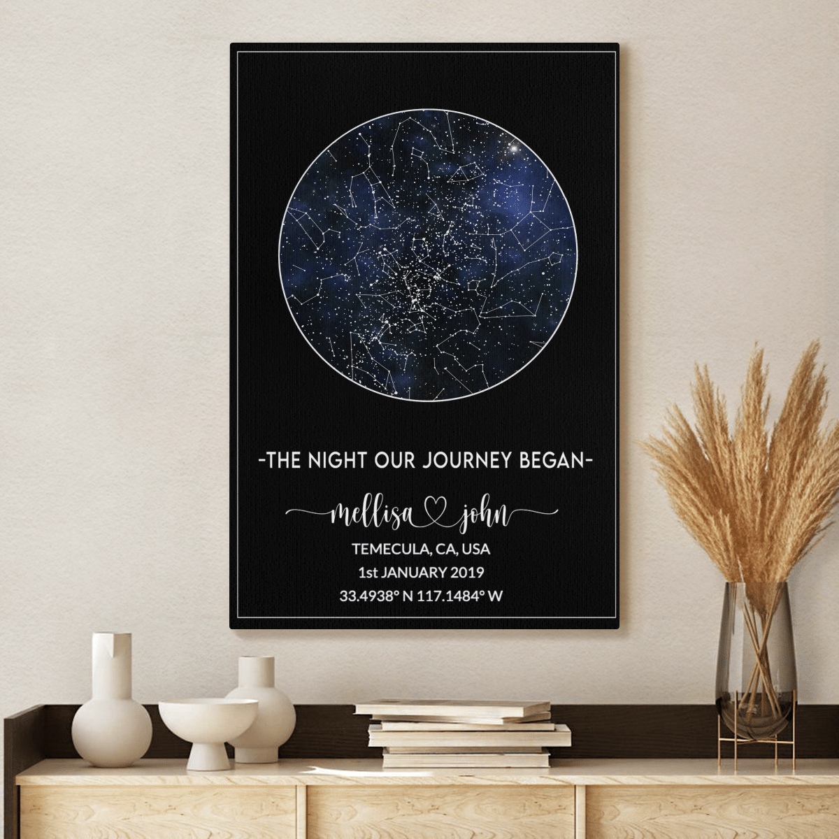 Valentine Gift For Boyfriend, Valentine Gift For Him, Valentine Gift For Husband, Personalized Night Sky Canvas