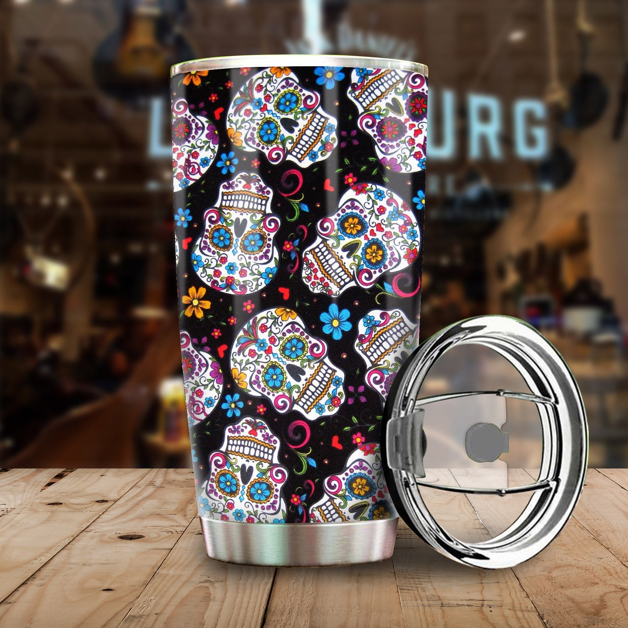 Skull Candy Flower Pattern Tumbler SK-CG00063-03