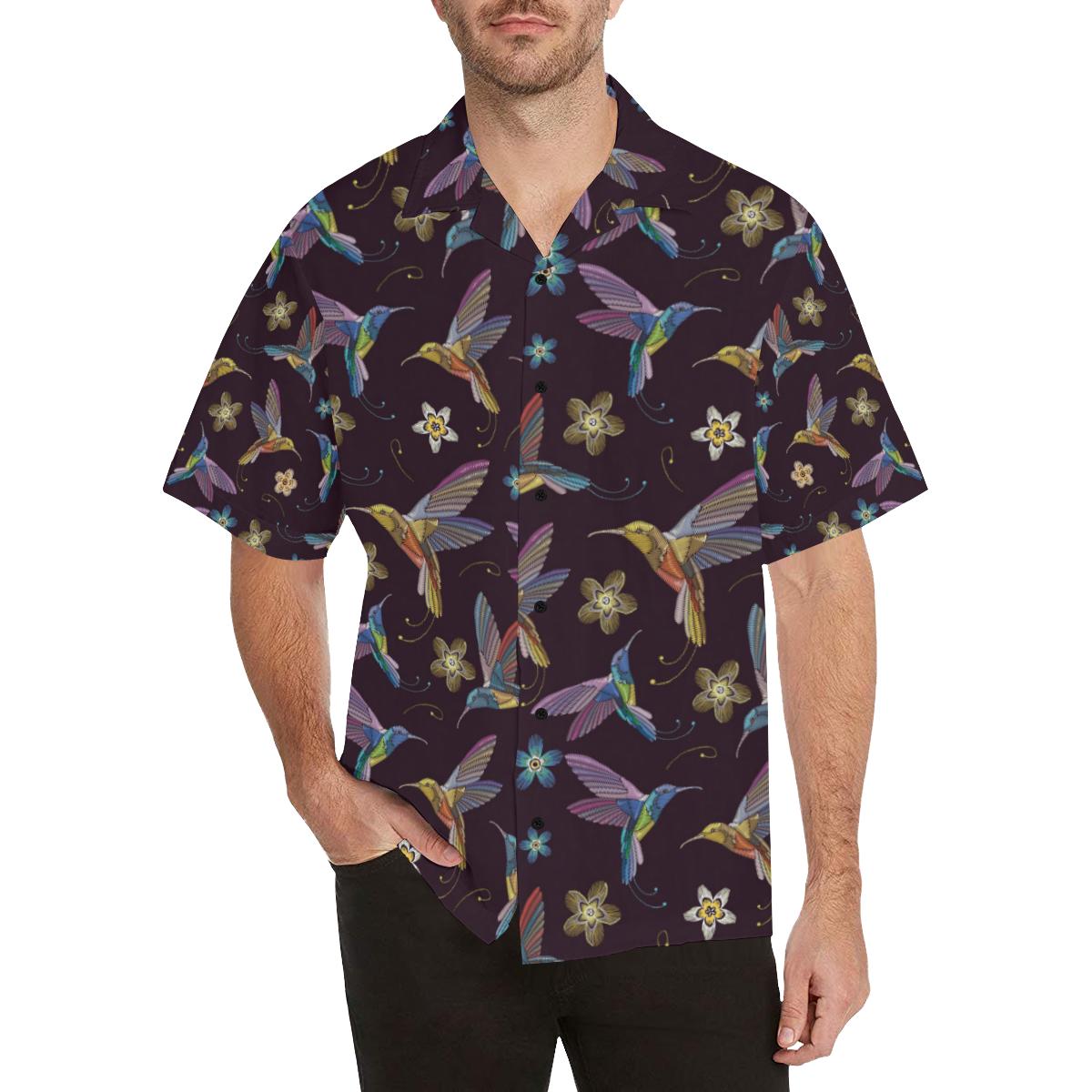 Hummingbird Pattern Print Design 04 Hawaii Unisex Aloha Short Sleeve Casual Shirt Ha38648