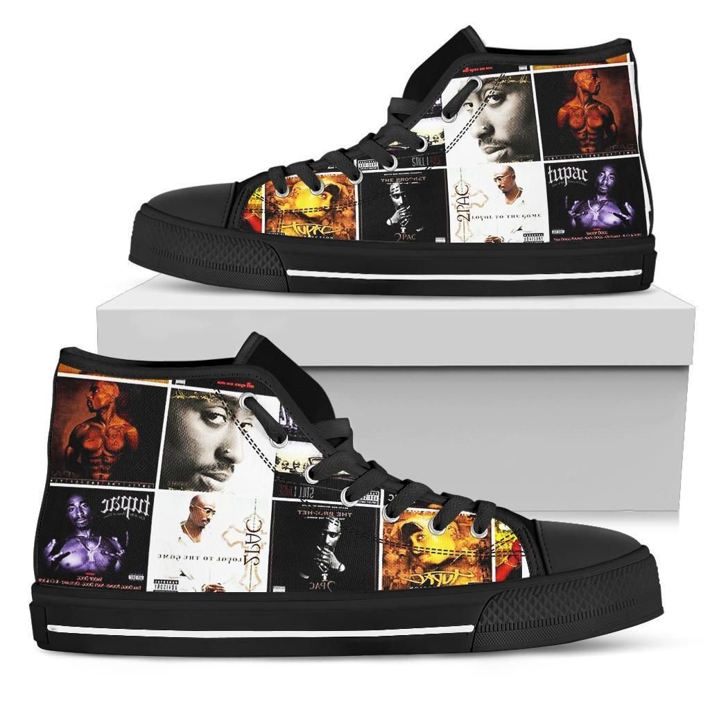 Music Shoes Tupac Shakur High Top Shoes Popular Rapper  High Top Shoes Va95