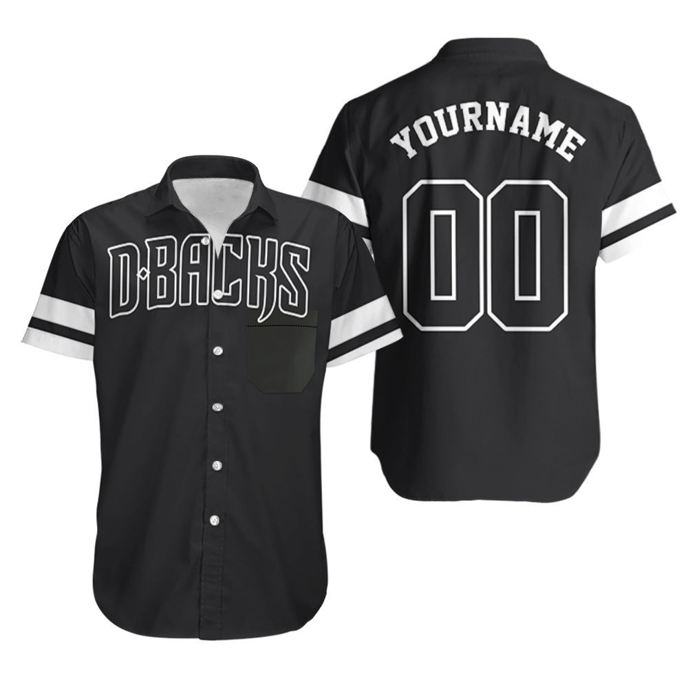 Arizona Diamondbacks Majestic 2019 Personalized Black Jersey Inspired Hawaiian Shirt - Yourtshirtman MLB Collection