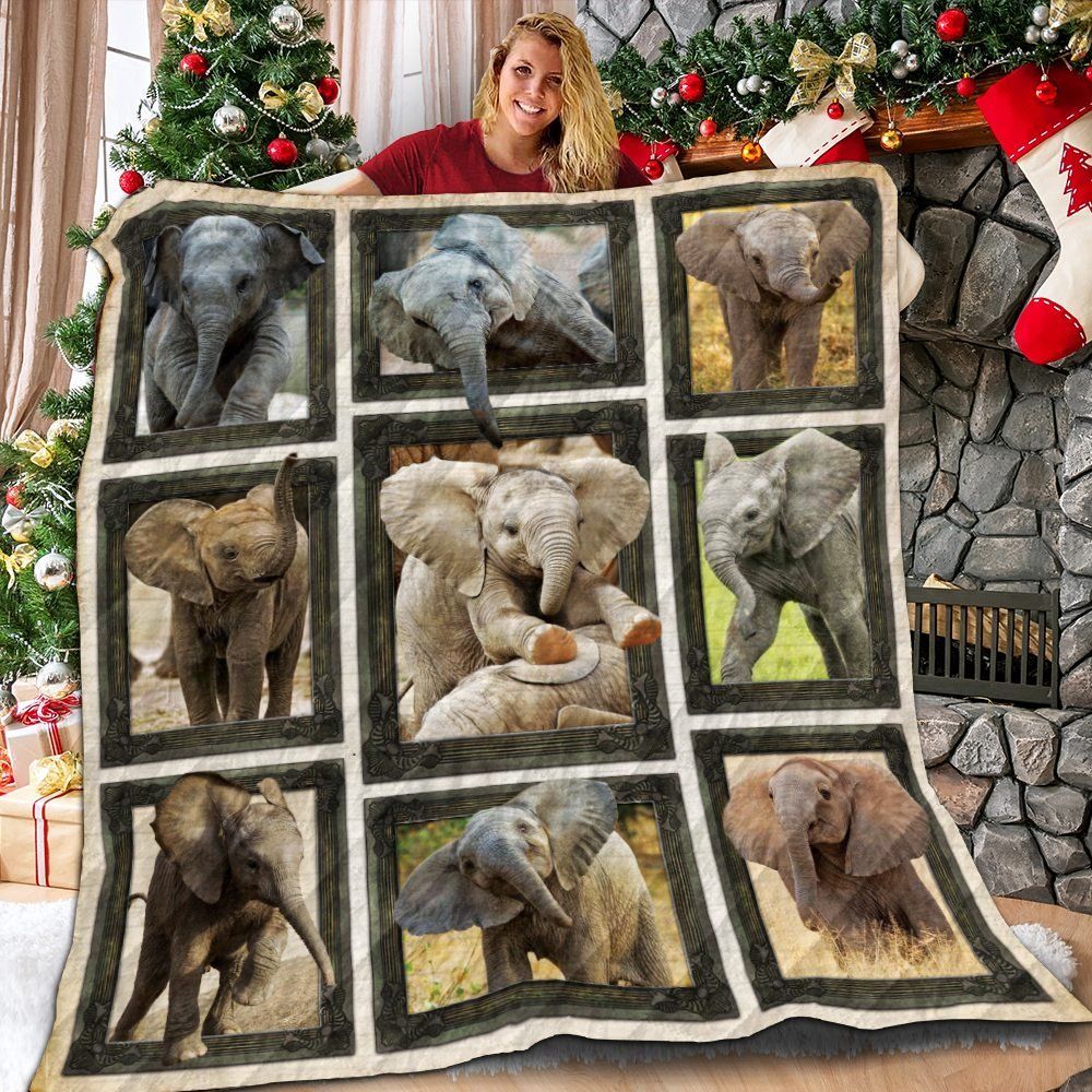 Animal  Elephant Baby  Cute Pose  Quilt Blanket