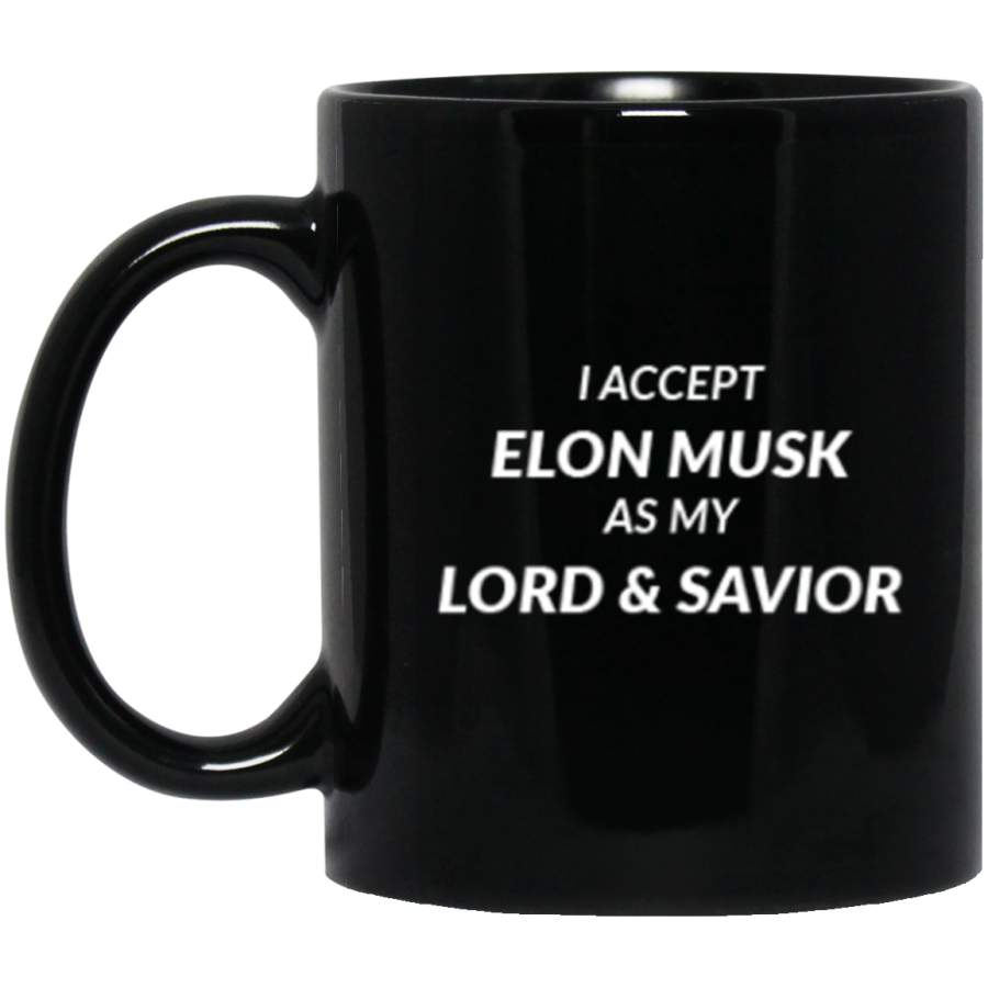 I Accept Elon Musk Black Mugs