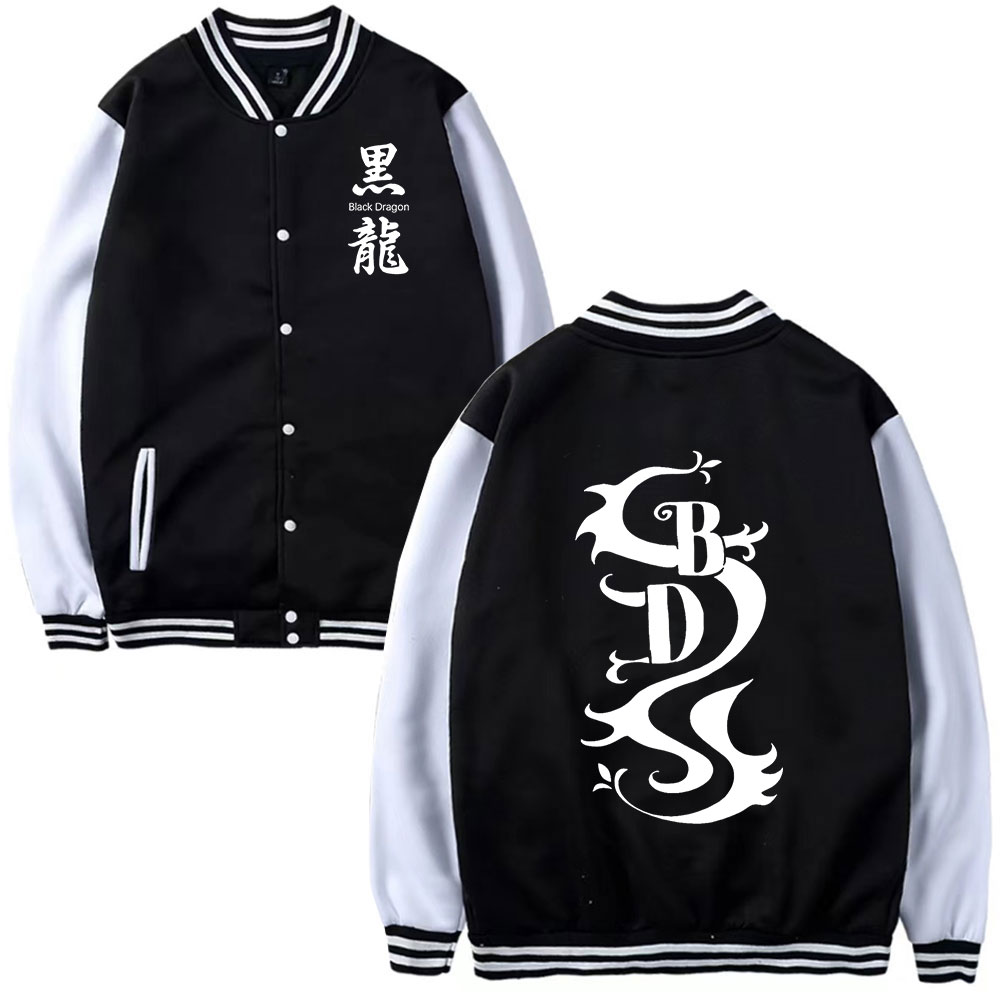 Tokyo Revengers Printed Jacket Baseball Uniform Harajuku Black Dragons Outfits Men’s Zip Coat Autumn Sweatshirt Pullover alx