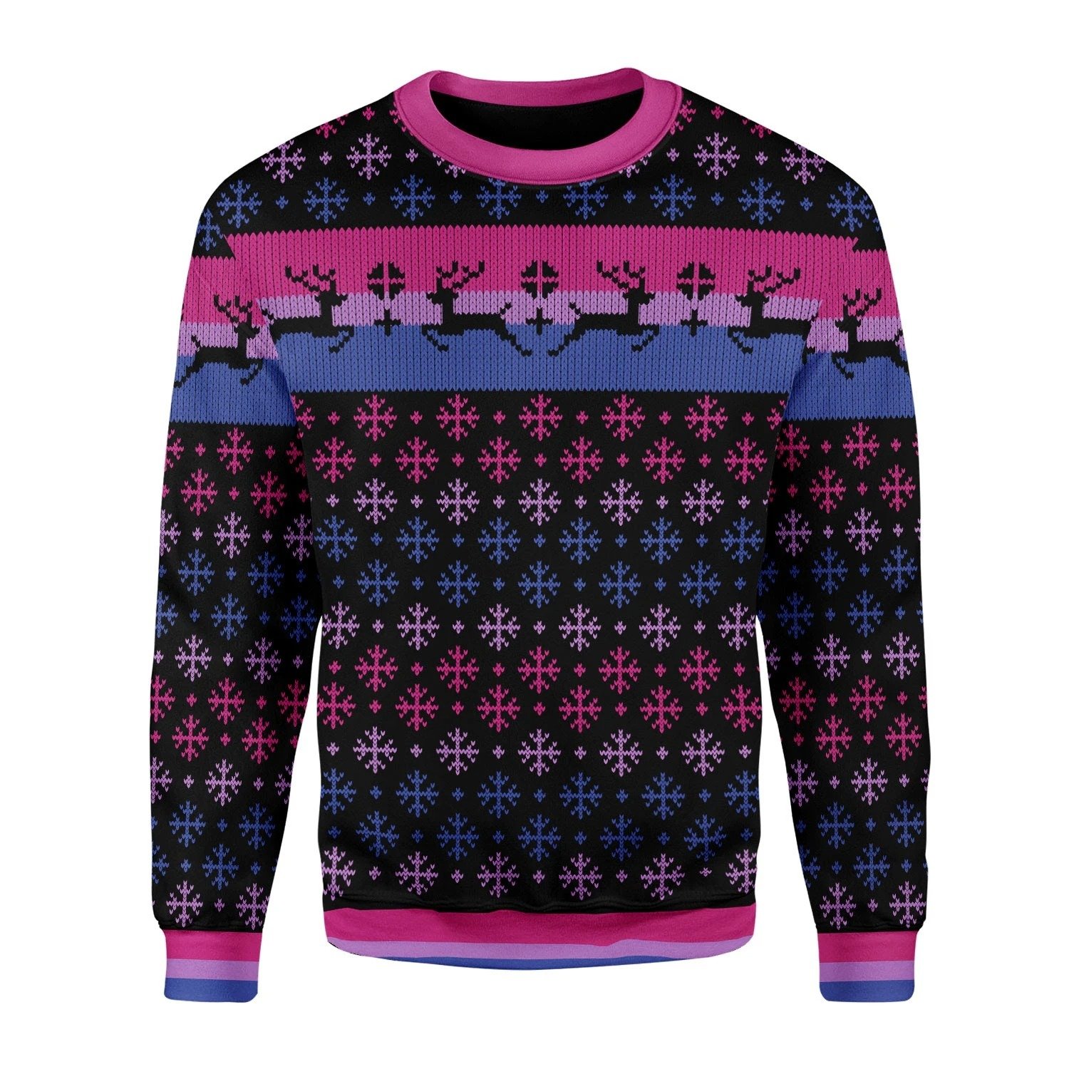 Bisexual Pride Flag Ugly Christmas Sweater | Unisex | Full Size | Adult | Colorful | US3726