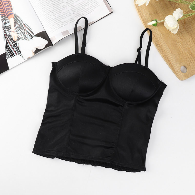 Velvet Integrated Sling Chest Pad Tube Top Underwear Crinkled Stretch Vest Crop Tops Women Backless Sexy Strap Tanks Tops Zar alx