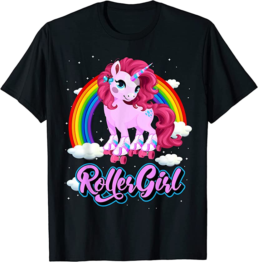 70s 80s Roller Girl Vintage Skating Unicorn T-Shirt