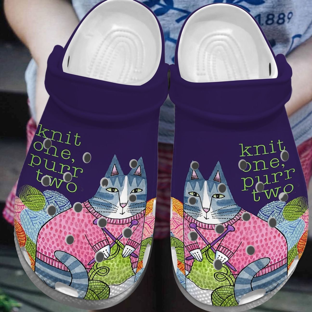 Cat Knitting Personalized Clog, Custom Name, Text, Color, Number Fashion Style For Women, Men, Kid, Print 3D Cat Knitting