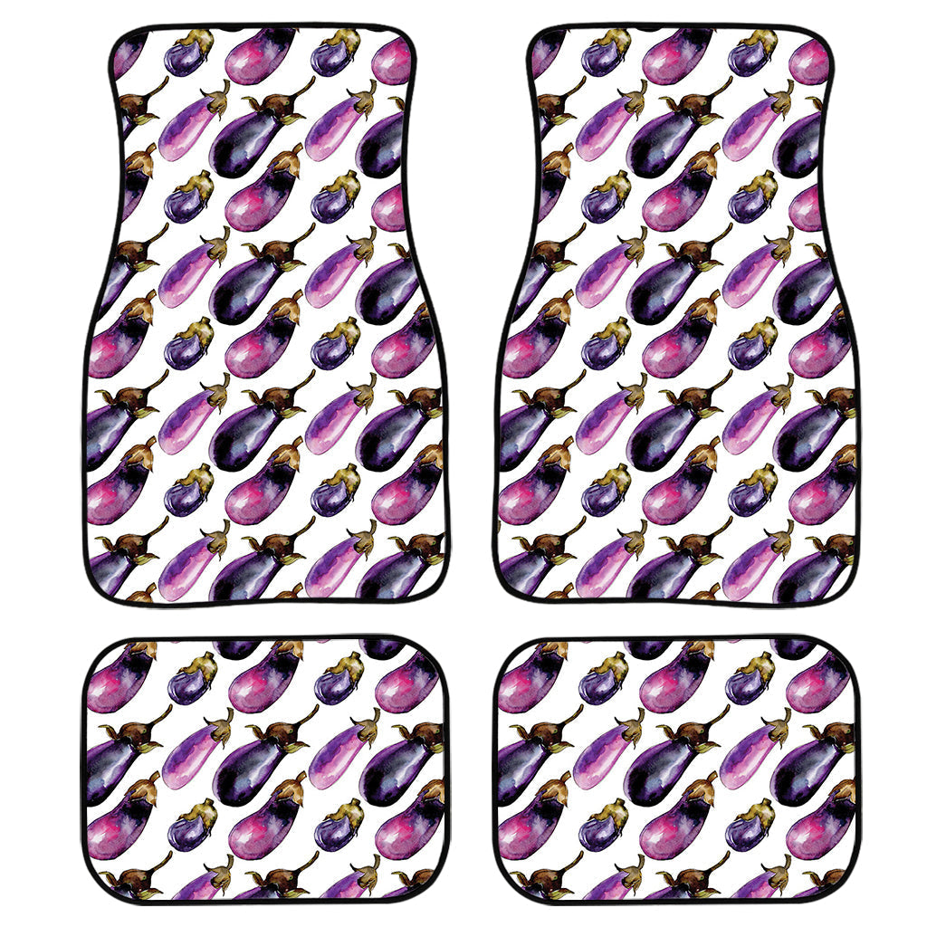 Watercolor Eggplant Pattern Print Front And Back Car Floor Mats, Front Car Mat