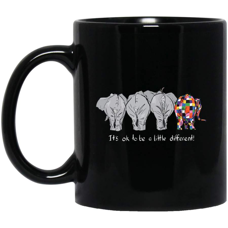 It’s Ok To Be A Little Different Elephant Funny 11oz 15oz Black Mug Idea 2nd April Puzzle Ribbon Support Autism Dad Mom Kids Autistic