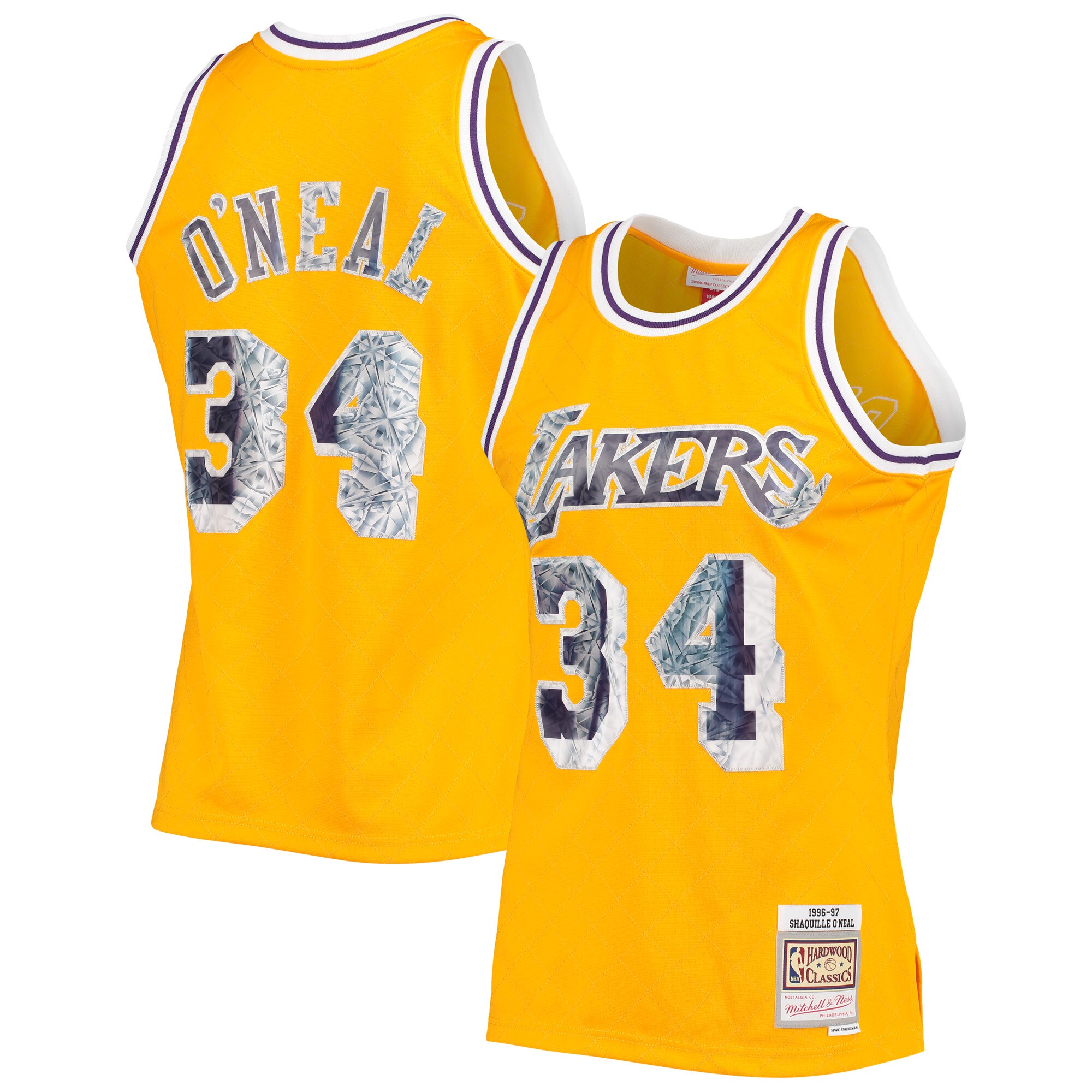 Shaquille O'Neal Los Angeles Lakers Mitchell & Ness 1996-97 Hardwood Classics NBA 75th Anniversary Diamond Swingman Jersey – Gold