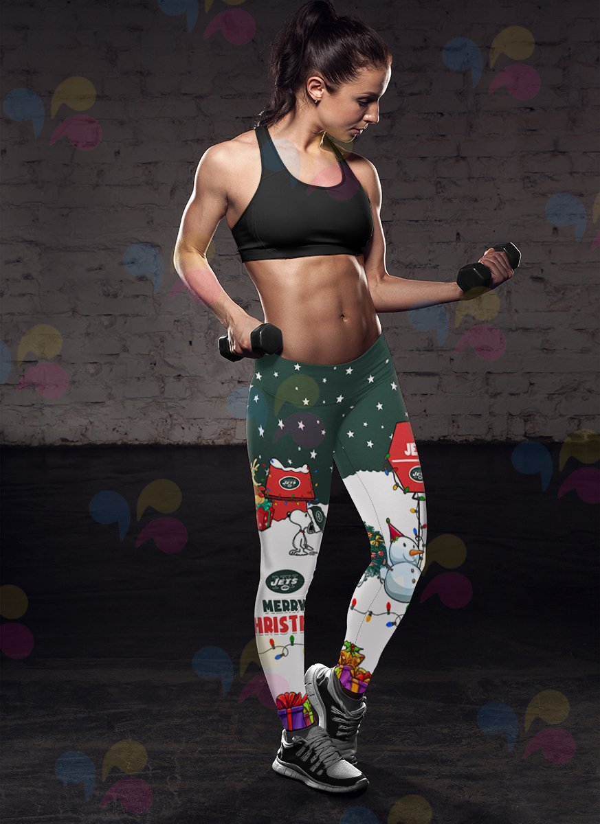 Funny Merry Christmas New York Jets Leggings