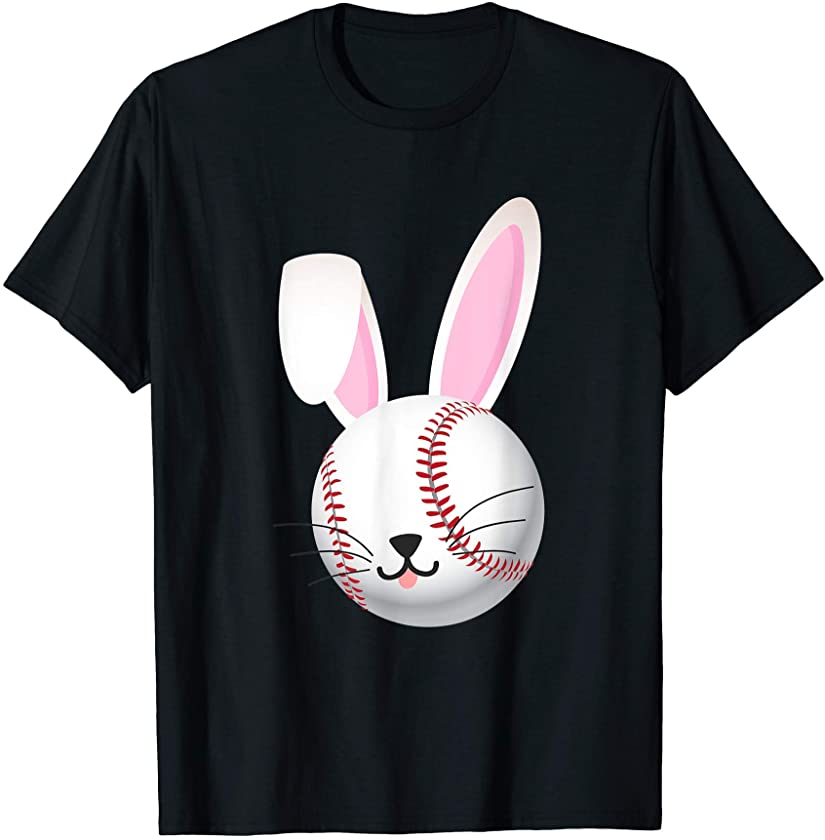 Cute Baseball Bunny Funny Kids Boys Girls Happy Easter Day T-Shirt