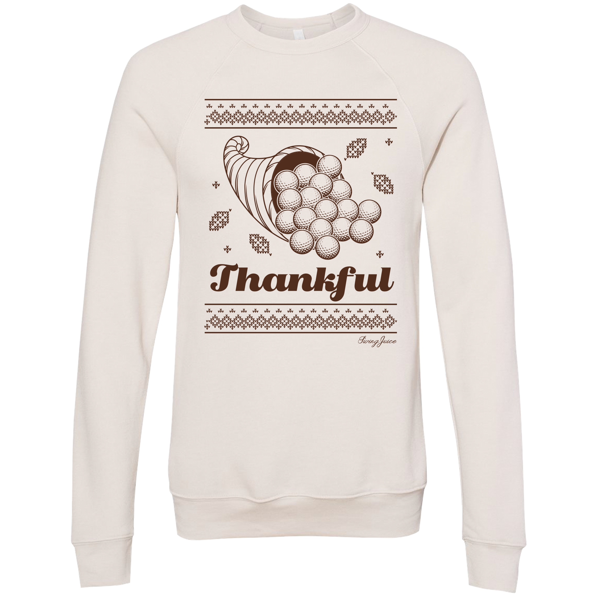 Swingjuice Golf Thankful Unisex Long Sleeve Sweatshirt Ugly Sweater