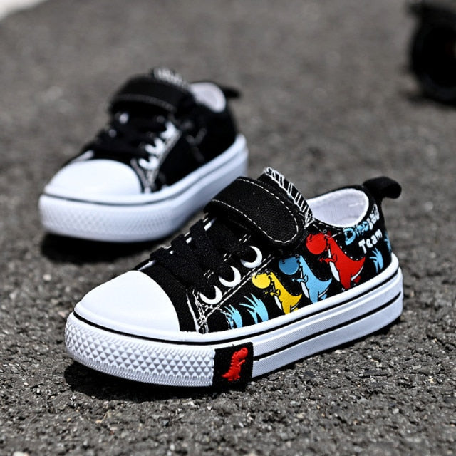 Microdeer Children Cartoon Canvas Shoes Boys And Girls Casual Low-Top Shoes Baby Spring And Autumn Breathable Single Fashion Sneakers