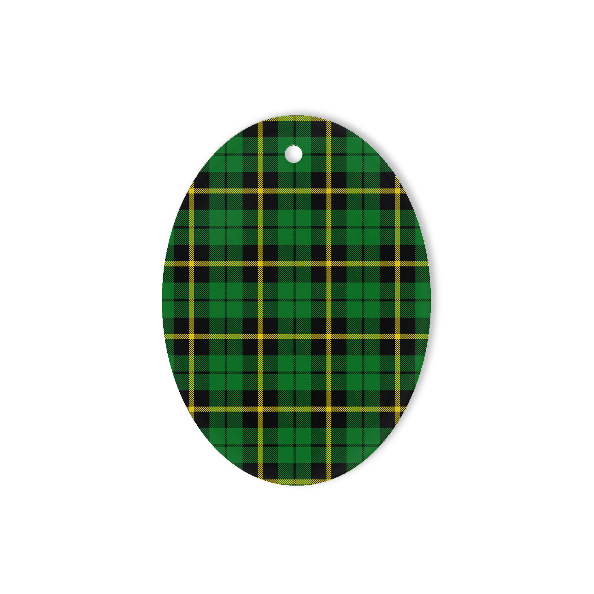 Wallace Hunting Tartan Oval Ornaments, Christmas Tree Ornament, Plaid Christmas Ornaments, Ceramic Oval Christmas Tree Decoration